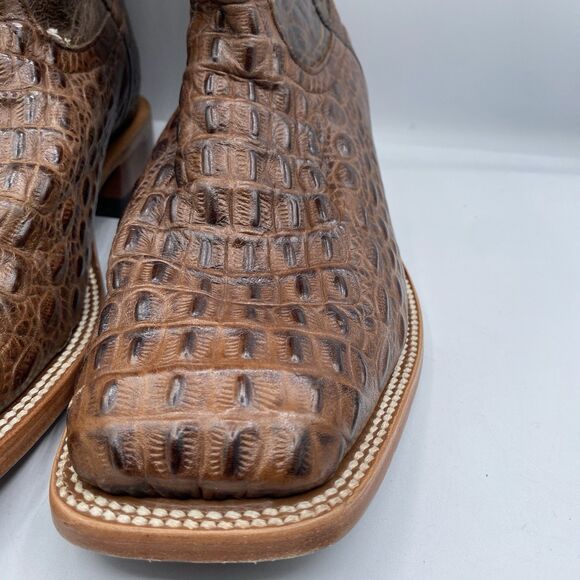 Horse Power Boots HP1070 Men 11 EE Brown Nile Crocodile Print Western Square Toe main image 11